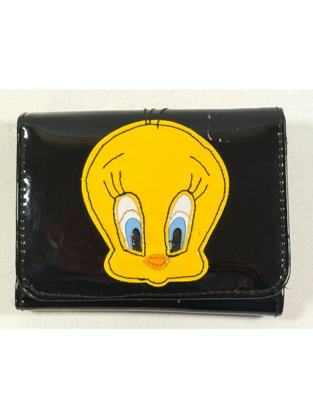 Vintage Tweety Bird Looney Tunes Cartoon Black Trifold Billfold Y2K